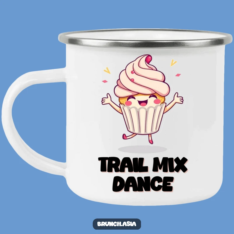 Funny Cupcake Dancing Camping Mug - Sweet Adventures Await!
