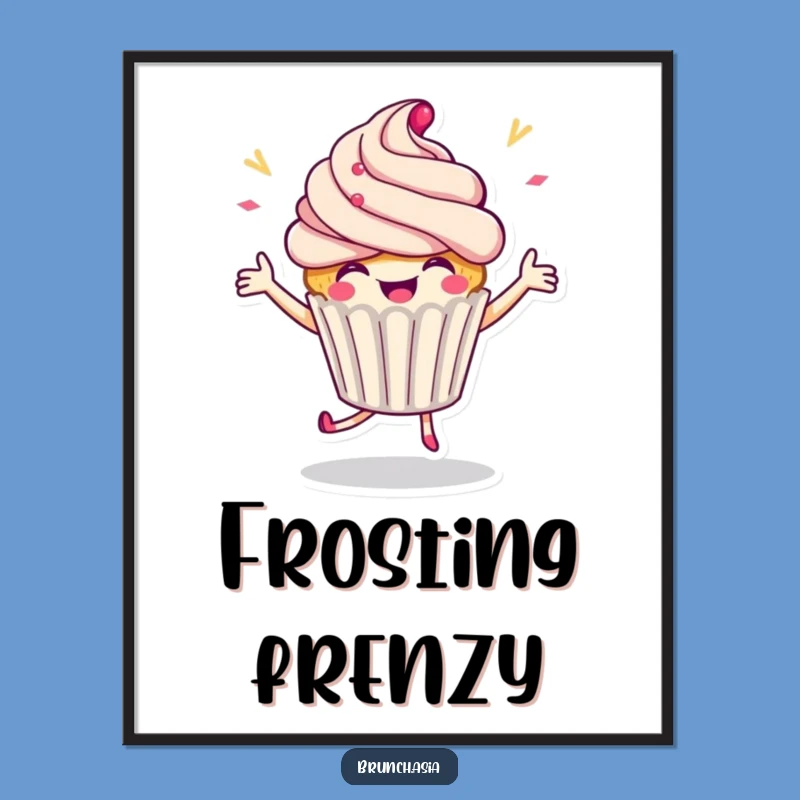 Funny Cupcake Dancing Digital Art - Instant Celebration Decor!