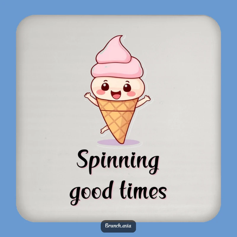 Funny Ice Cream Cone Spinning Coaster - Protect Surfaces with Fun!