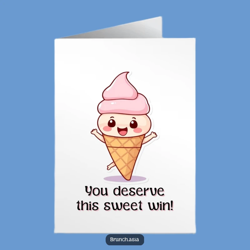 Free Printable Congrats Card: Ice Cream Cone Spin - Celebrate with Humor Downloadable